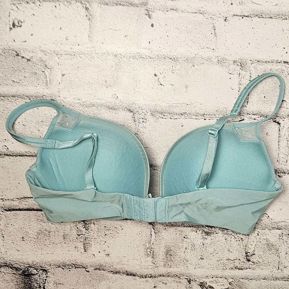 Victoria’s Secret Push Up Bra 34D Teal Blue Underwire - Picture 2 of 12